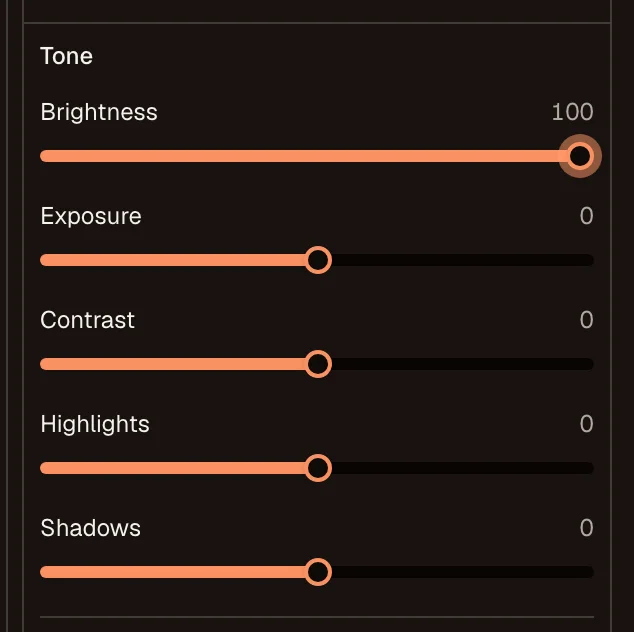 Tone controls for a selected image layer