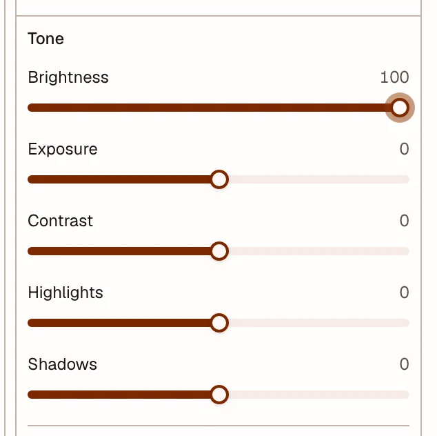 Tone controls for a selected image layer